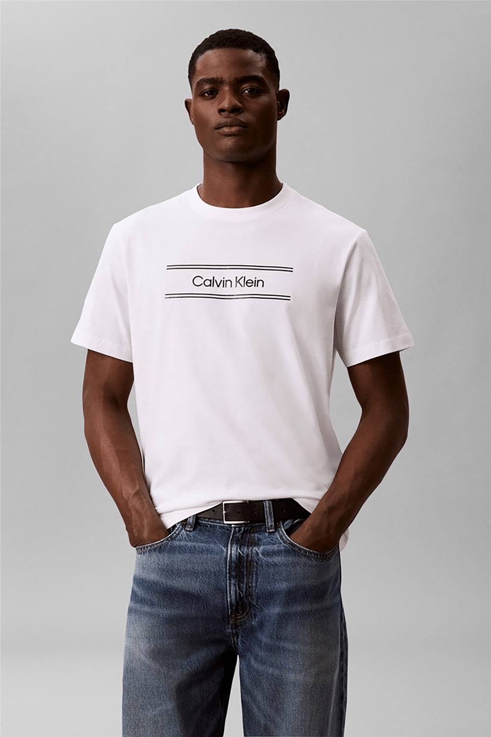 Calvin Klein Ss 20S Eu Spw Stndrd Graphic Tee Erkek Bisiklet Yaka T-Shirt Beyaz