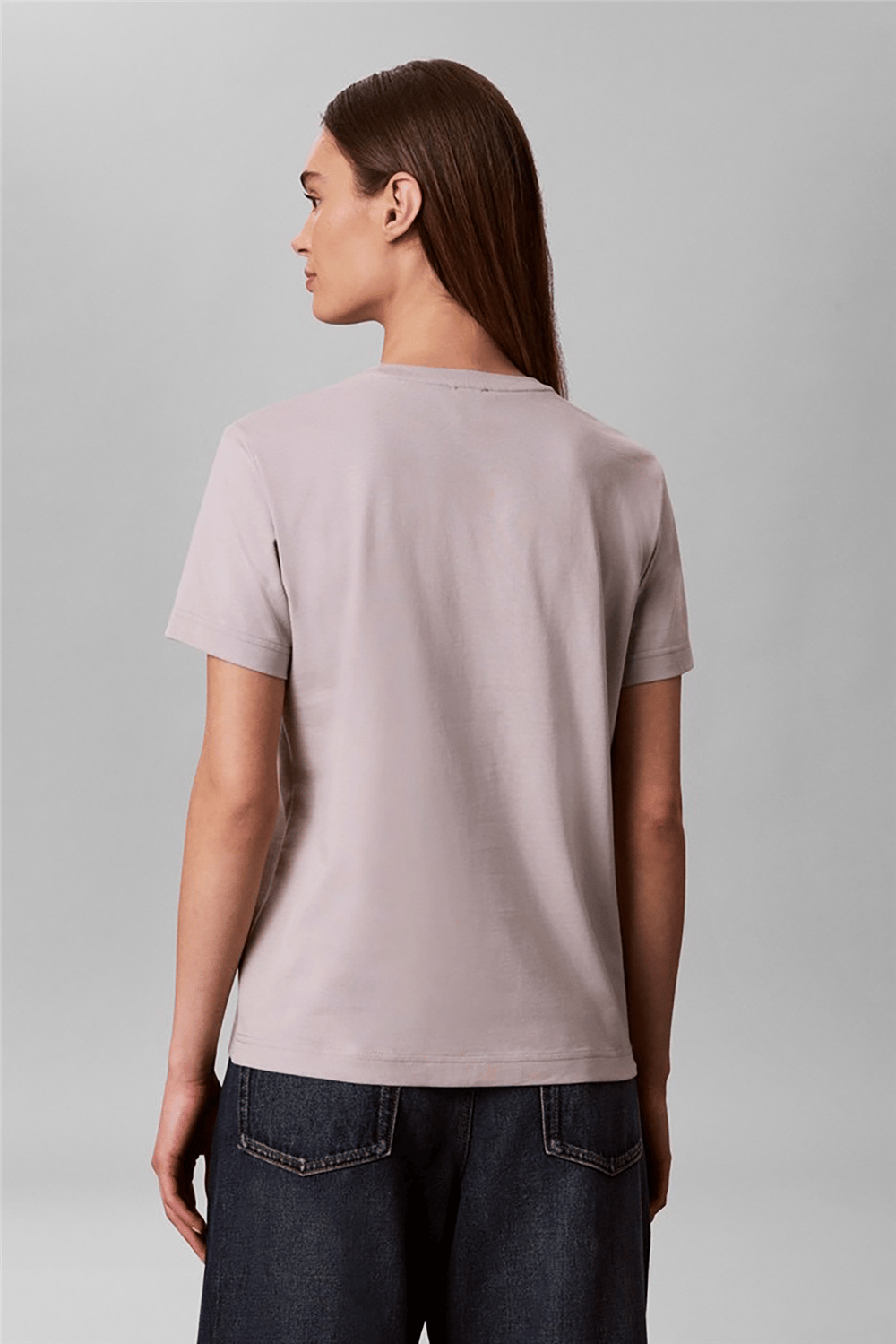 Calvin Klein Ss 20S Jersey Emblem Crew Tee Kadın Bisiklet Yaka T-Shirt