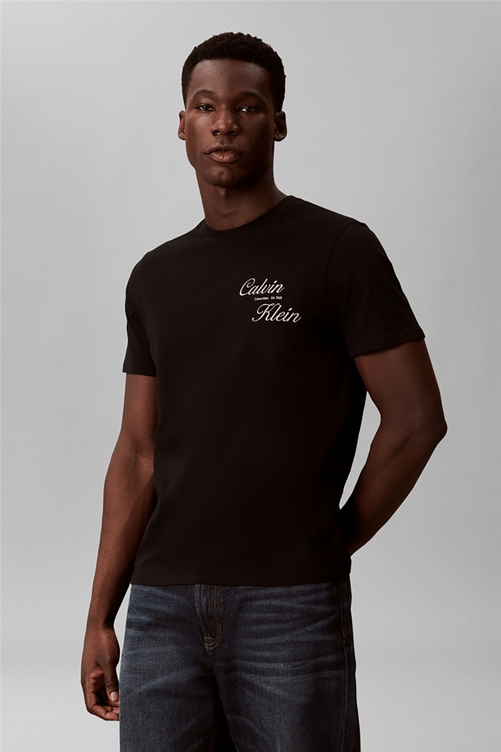 Calvin Klein Ss 30S Eu Calvin Klein Resrt Gra Erkek Bisiklet Yaka T-Shirt Siyah