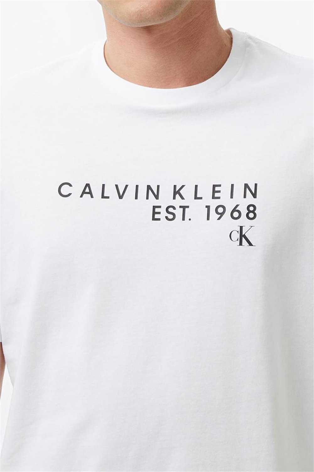 Calvin Klein Ss 30S Eu Wholesale Erkek Bisiklet Yaka T-Shirt Beyaz