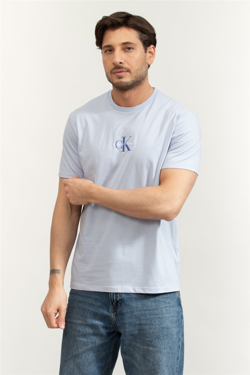 Calvin Klein SS 30S Micro Monologo Graphic Te Erkek Bisiklet Yaka T-Shirt