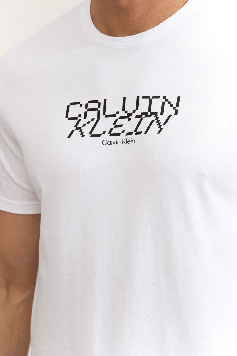 Calvin Klein SS 30S Whsl SP Calvin Futura Gra Erkek Bisiklet Yaka T-Shirt
