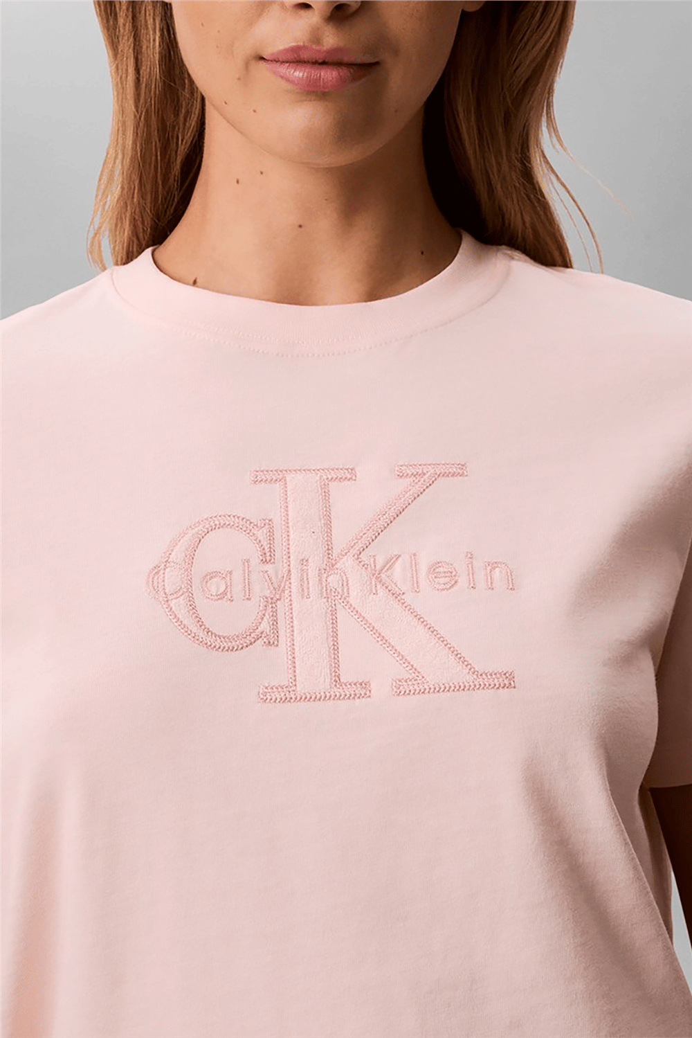 Calvin Klein Ss Baby Terry Hero Monologo Tee Kadın Bisiklet Yaka T-Shirt