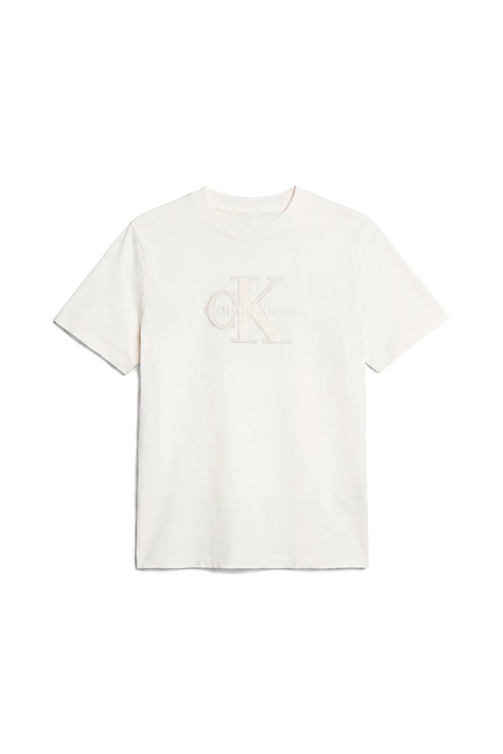 Calvin Klein Ss Baby Terry Hero Monologo Tee Kadın Bisiklet Yaka T-Shirt Beyaz