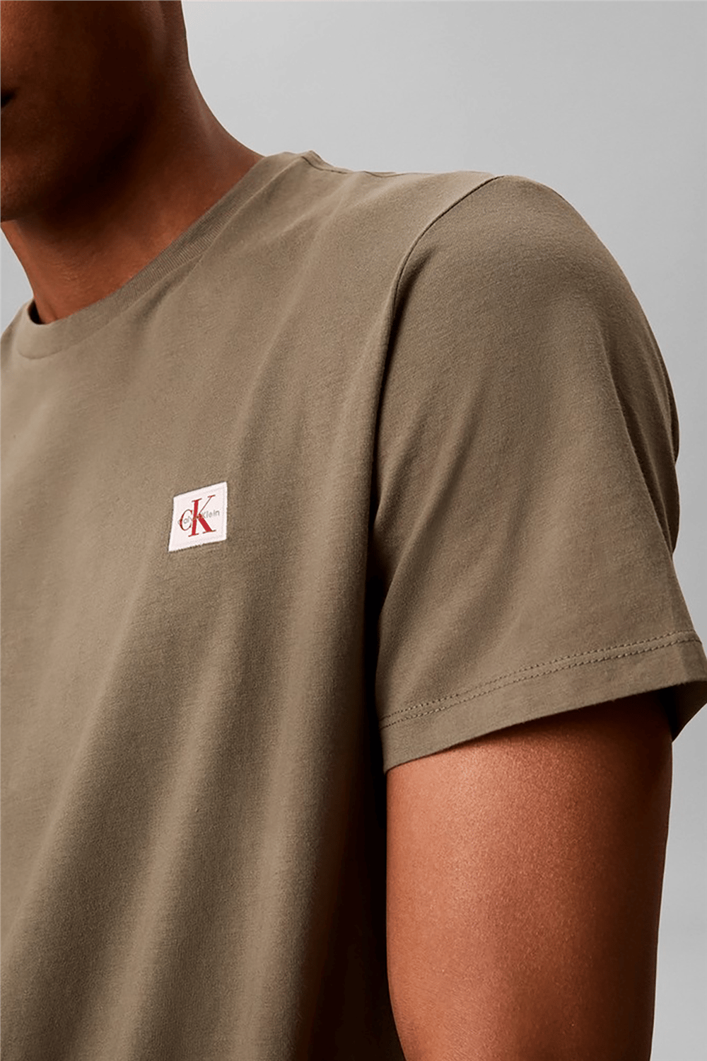 Calvin Klein SS Badge 30S Jersey Classic Tee Erkek Bisiklet Yaka T-Shirt Yeşil