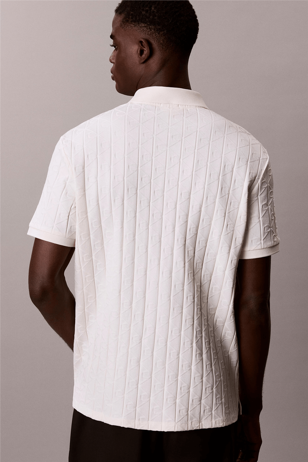 Calvin Klein Ss Dbl Merc Emblem Aop Polo Erkek Polo Yaka Triko Beyaz
