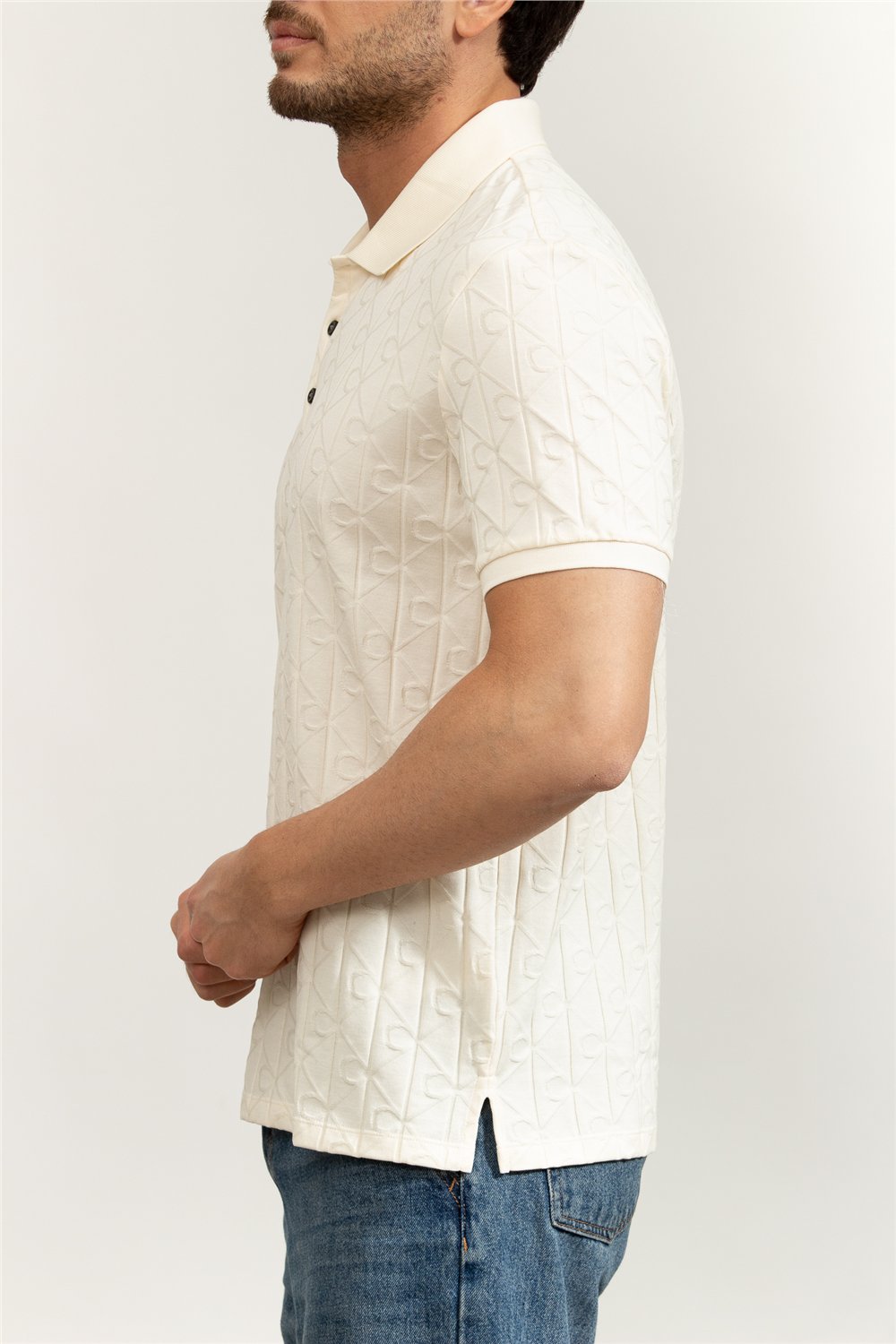 Calvin Klein SS DBL Mercerized Emblem Jacquar Erkek Polo Yaka Triko