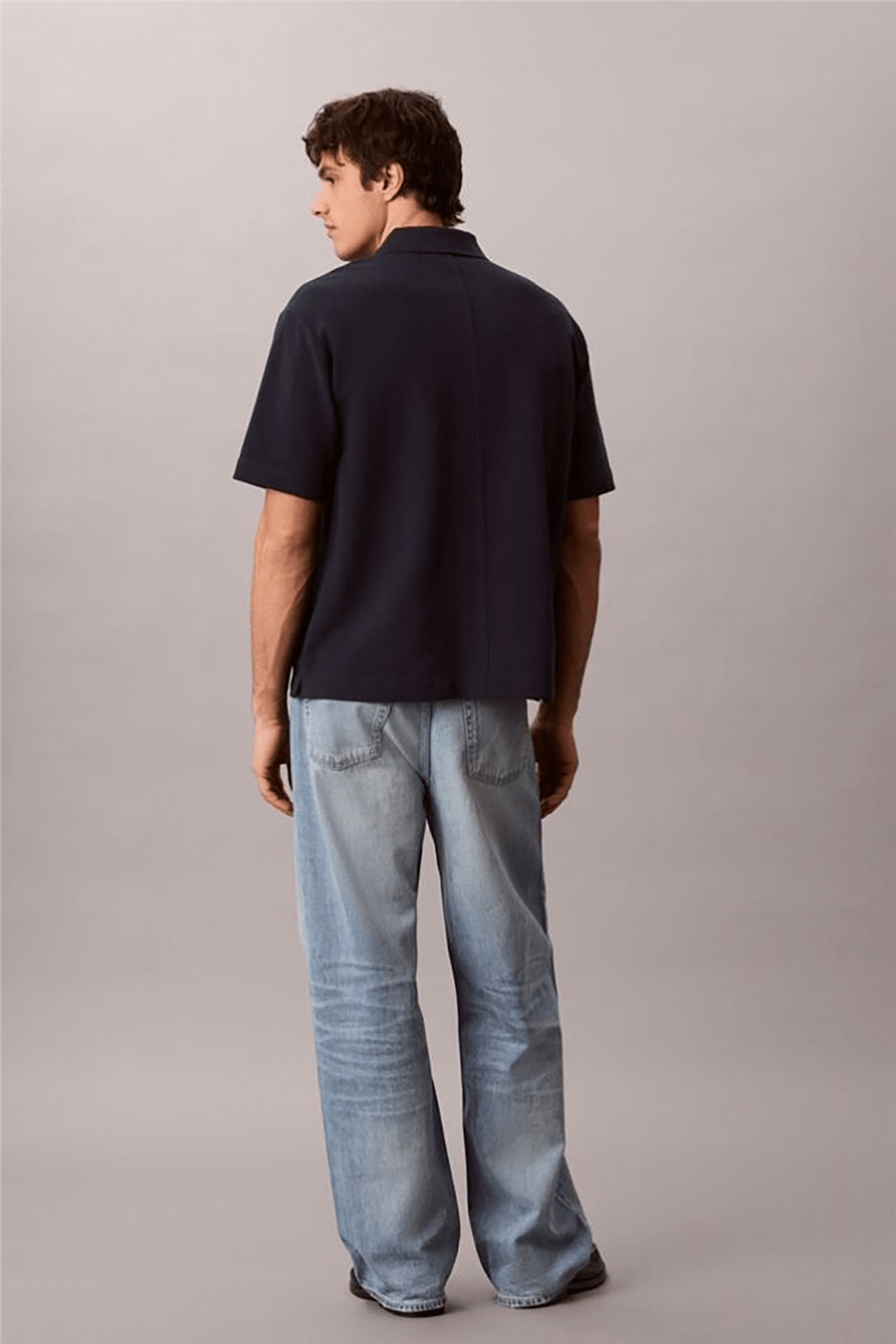 Calvin Klein Ss Easy Applique Pique Polo Erkek Polo Yaka T-Shirt Lacivert