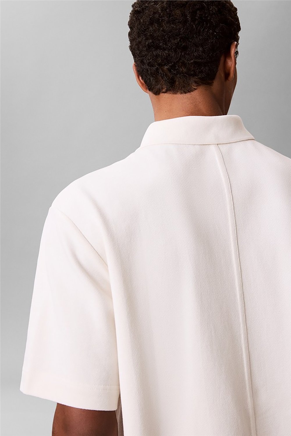 Calvin Klein Ss Easy Applique Pique Polo Erkek Polo Yaka T-Shirt Beyaz