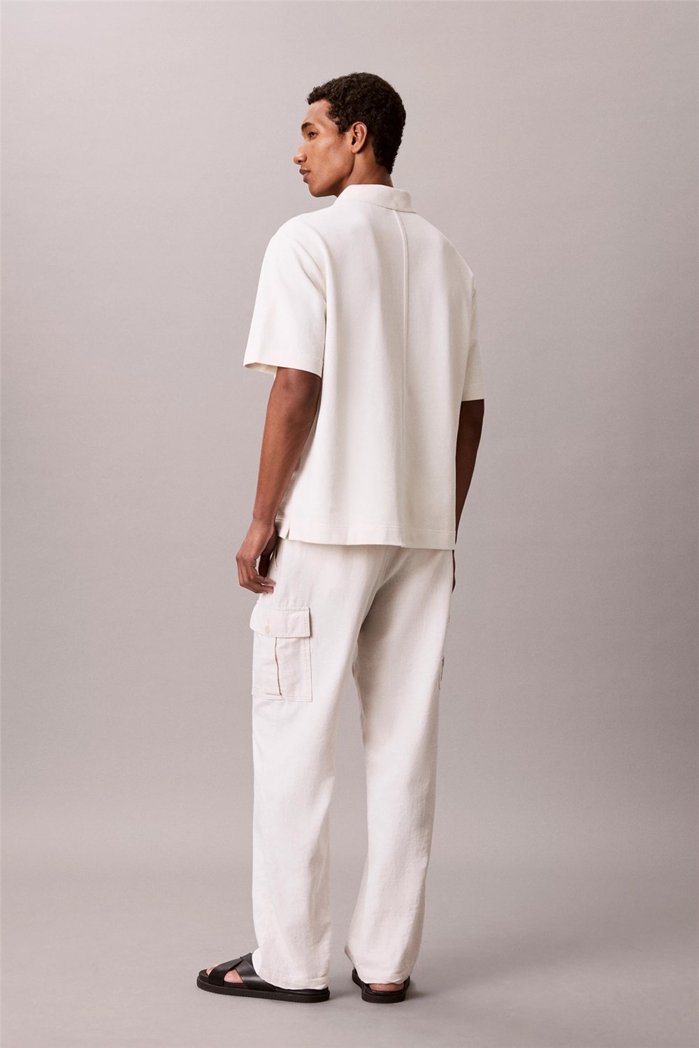 Calvin Klein Ss Easy Applique Pique Polo Erkek Polo Yaka T-Shirt Beyaz