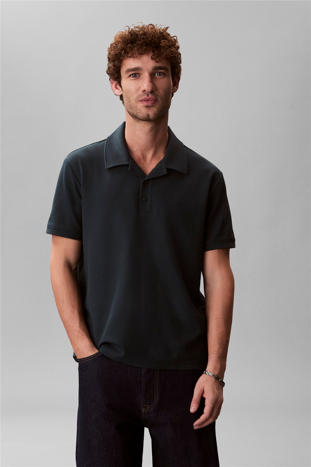 Calvin Klein Ss Easy Micro Waffle Erkek Polo Yaka T-Shirt