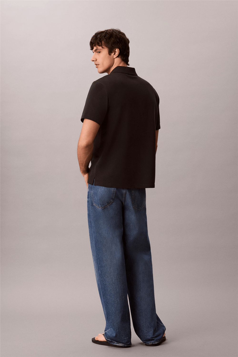 Calvin Klein Ss Easy Monologo Casual Pique Po Erkek Polo Yaka T-Shirt Siyah