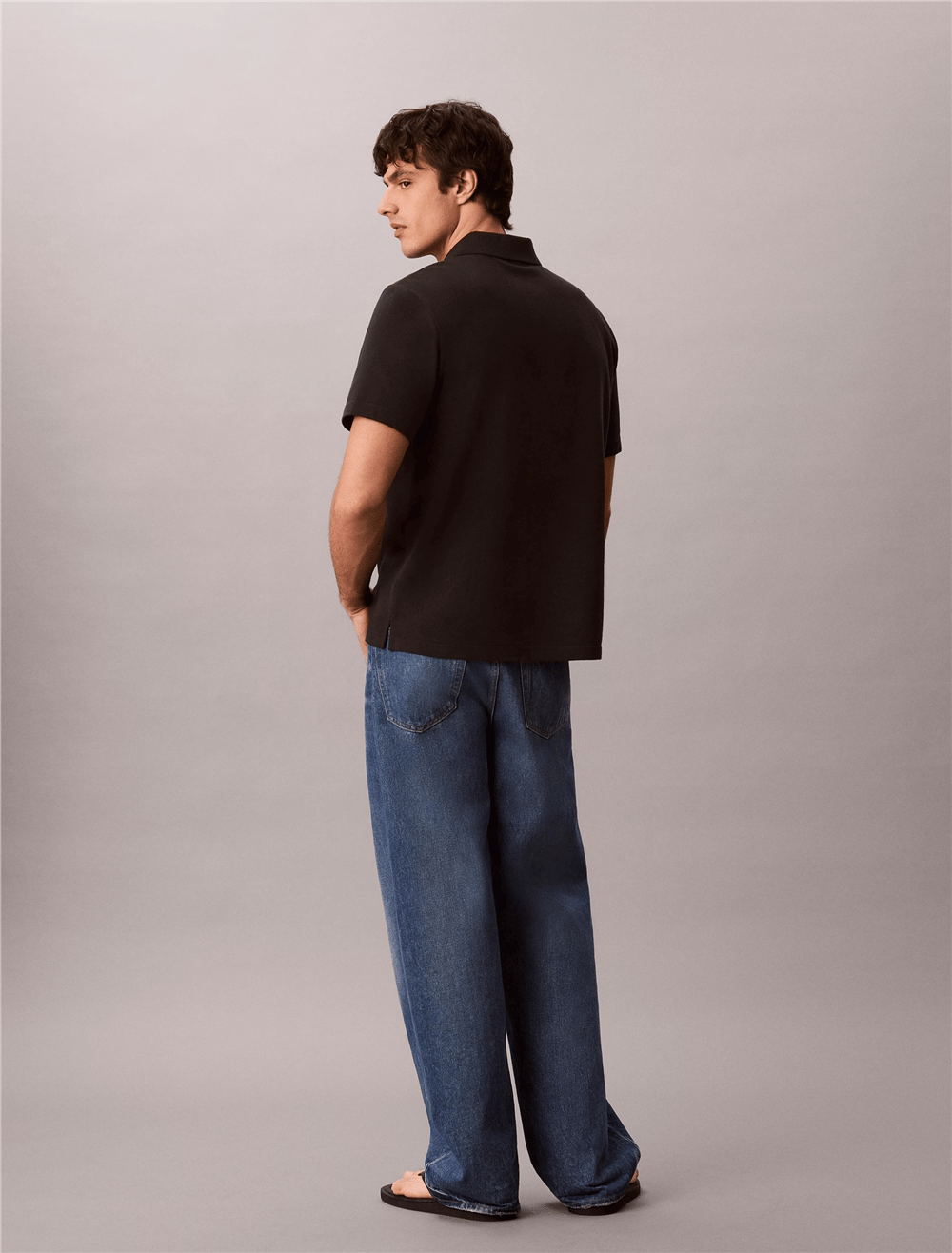 Calvin Klein Ss Easy Monologo Casual Pique Po Erkek Polo Yaka T-Shirt Siyah
