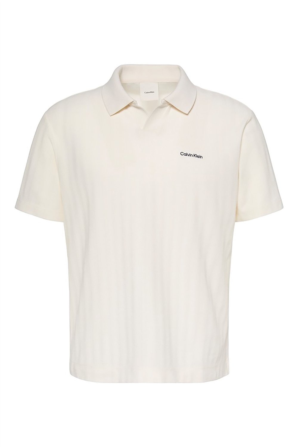 Calvin Klein Ss Easy Vertical Stripe Textured Erkek Polo Yaka Triko Beyaz