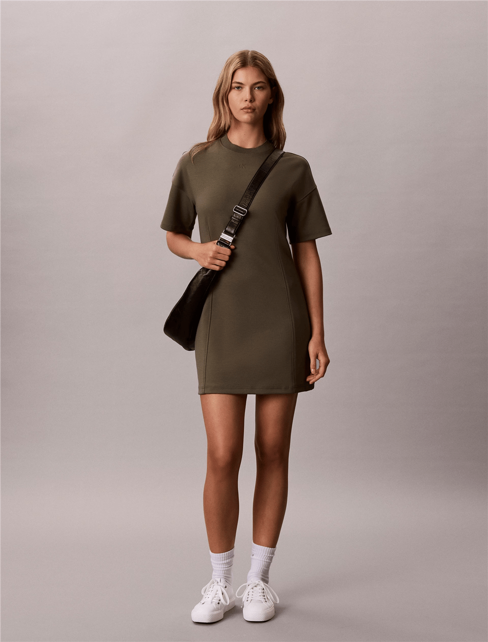 Calvin Klein Ss Monogram Interlock Kadın Elbise Yeşil