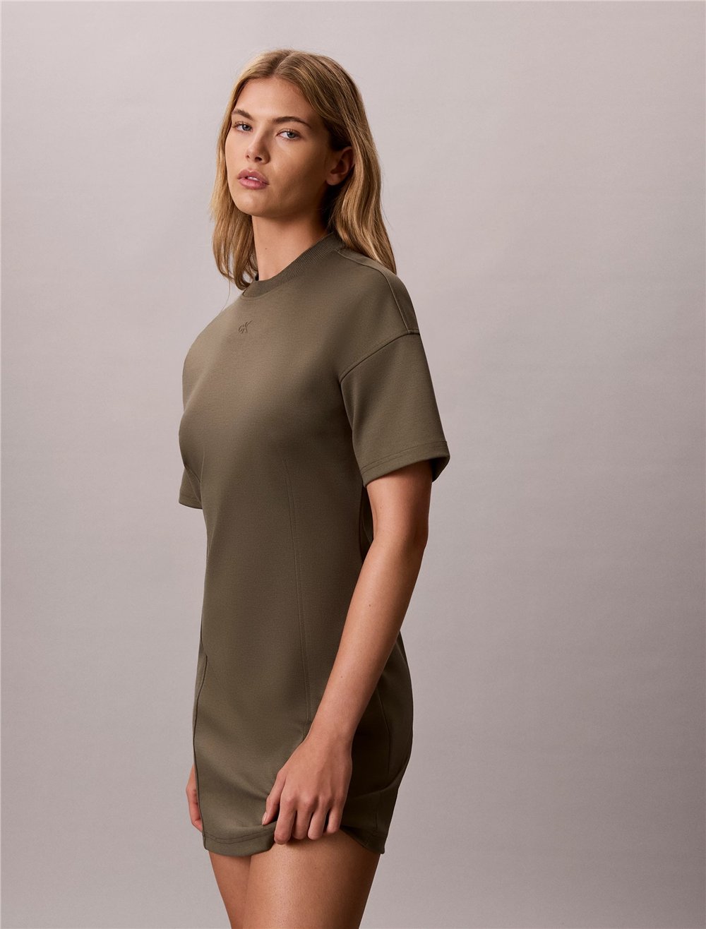 Calvin Klein Ss Monogram Interlock Kadın Elbise Yeşil