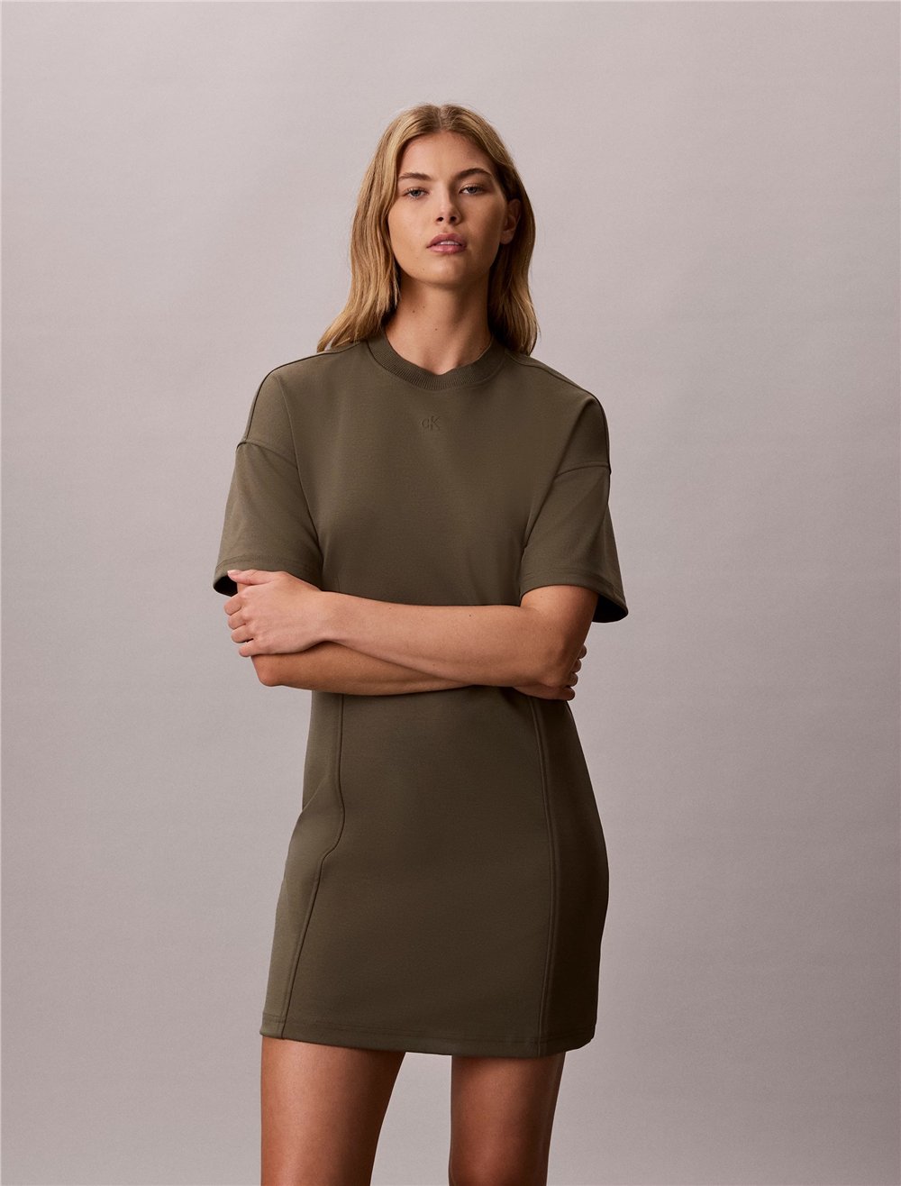 Calvin Klein Ss Monogram Interlock Kadın Elbise Yeşil