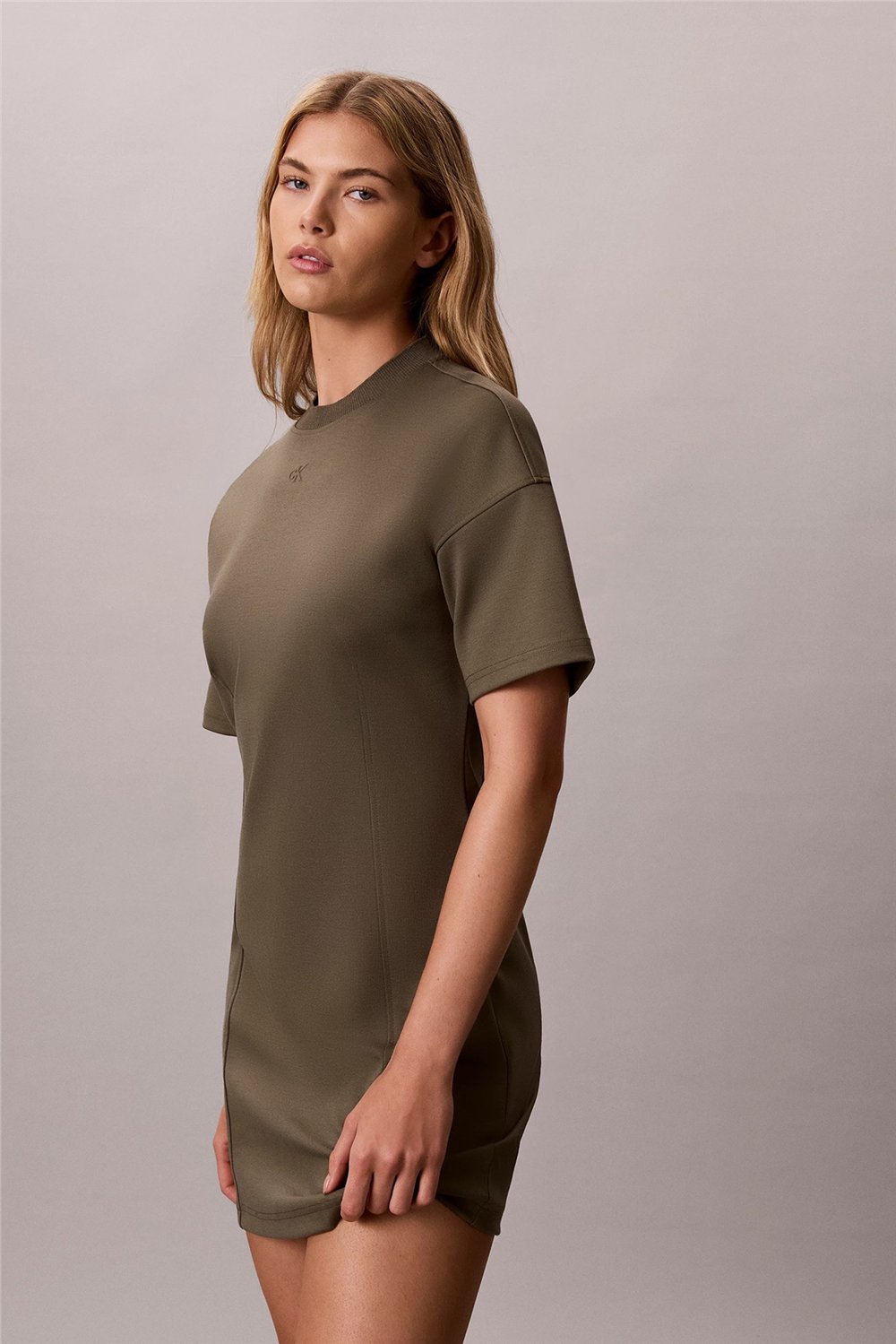 Calvin Klein Ss Monogram Interlock Kadın Elbise Yeşil