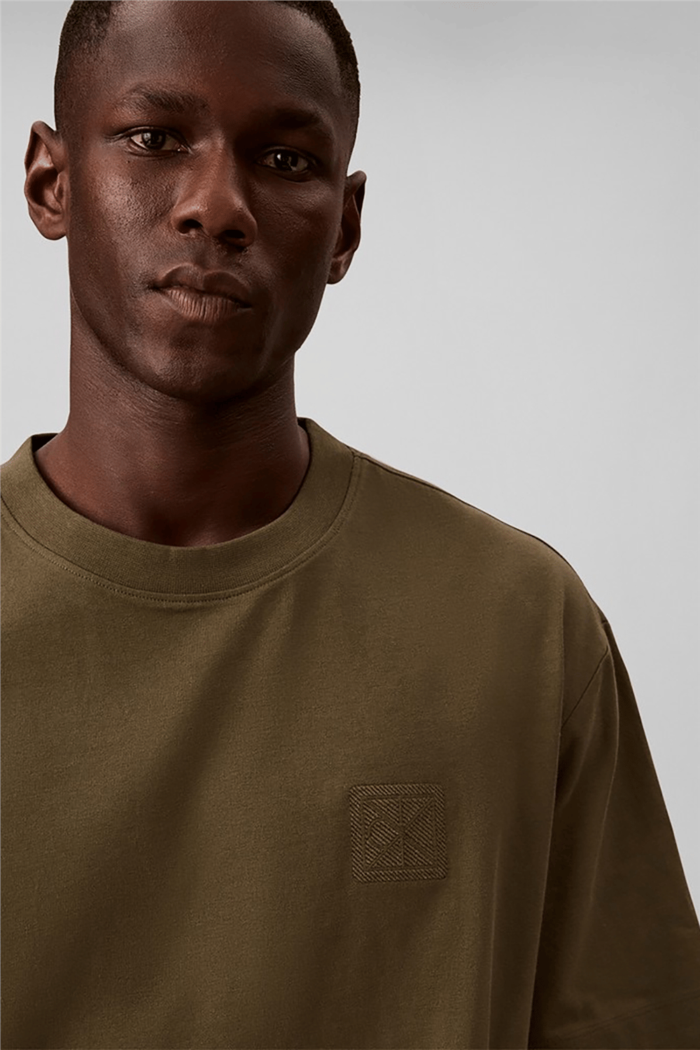 Calvin Klein Ss Rlxd 16S Embrd Twill Emblem T Erkek Bisiklet Yaka T-Shirt Yeşil
