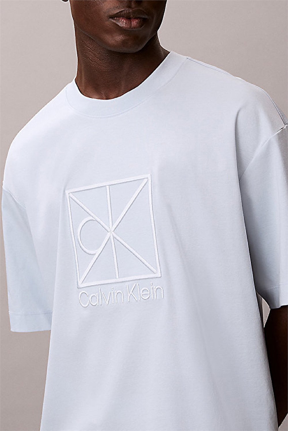 Calvin Klein Ss Rlxd Premium inte Erkek Bisiklet Yaka T-Shirt Mavi