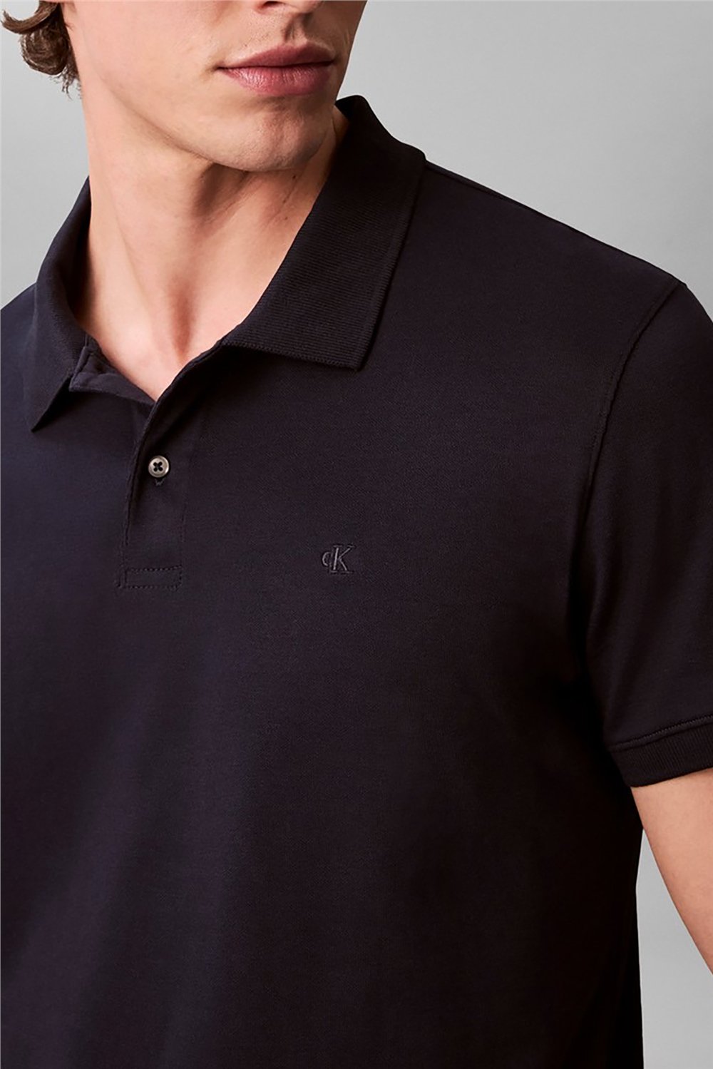 Calvin Klein Ss Slim Refined Pique Polo Erkek Polo Yaka T-Shirt Lacivert