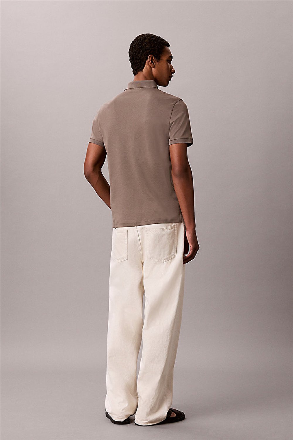 Calvin Klein SS Slim Supima Zip Polo Erkek Polo Yaka T-Shirt Gri