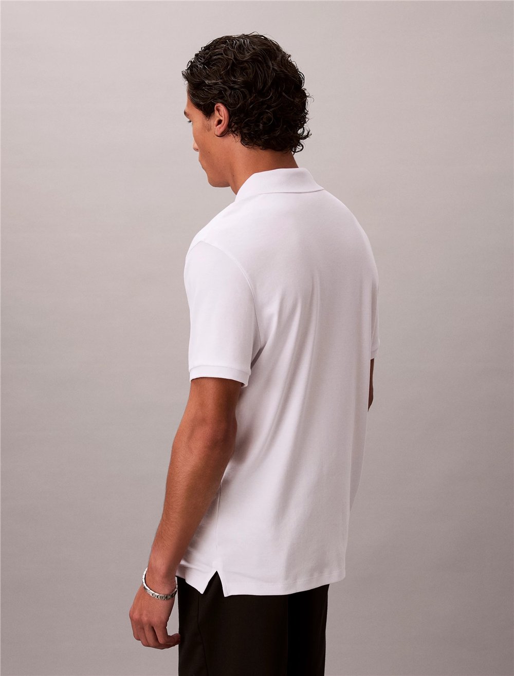 Calvin Klein SS Slim Supima Zip Polo Erkek Polo Yaka T-Shirt Beyaz