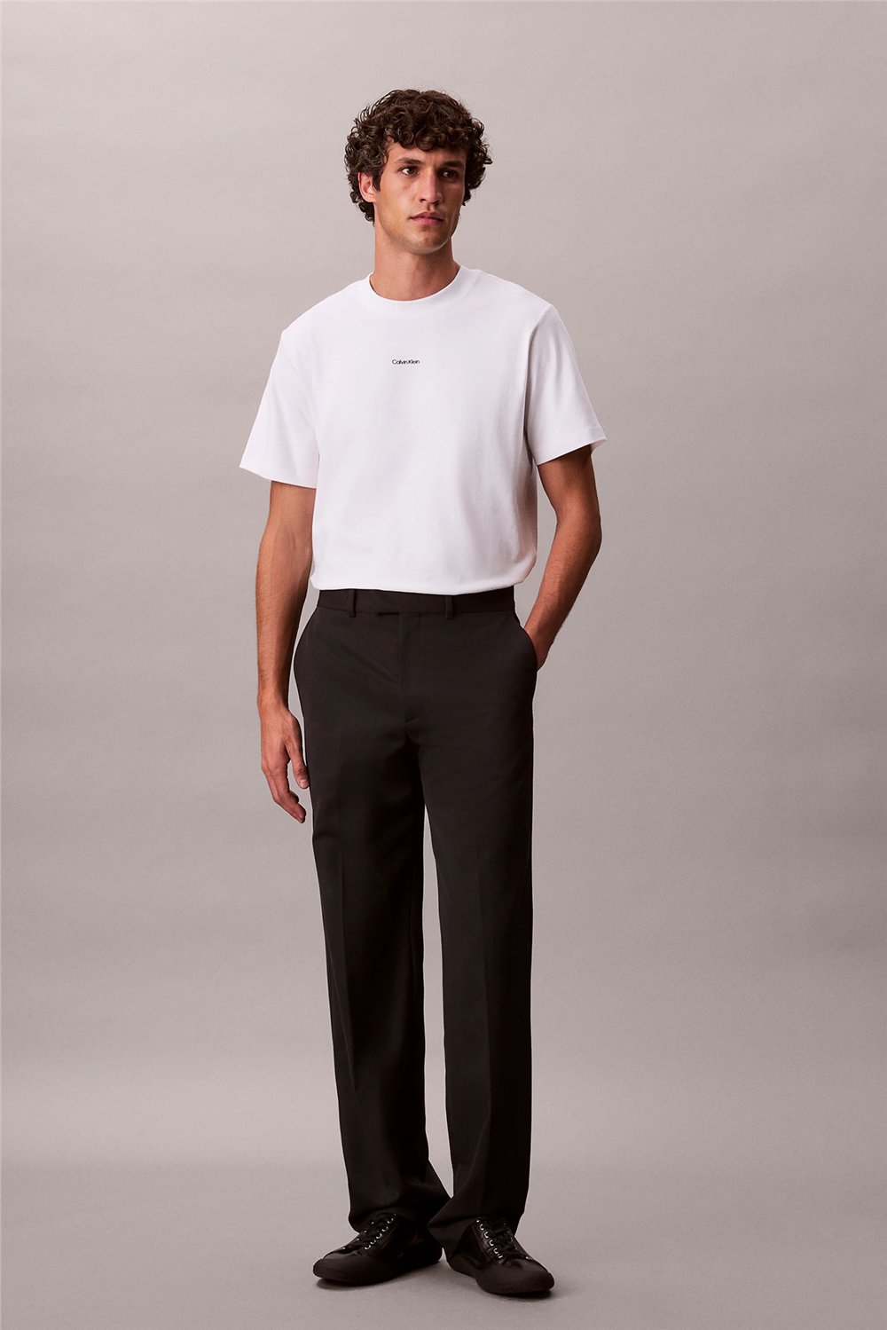 Calvin Klein SS Stretch Cotton Pique Nano Tee Erkek Bisiklet Yaka T-Shirt Beyaz