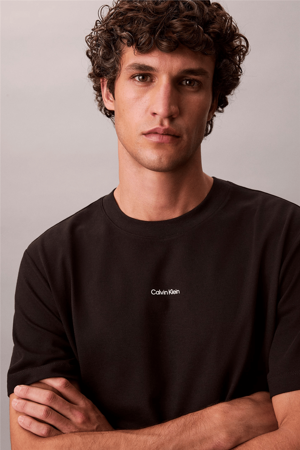 Calvin Klein SS Stretch Cotton Pique Nano Tee Erkek Bisiklet Yaka T-Shirt Siyah