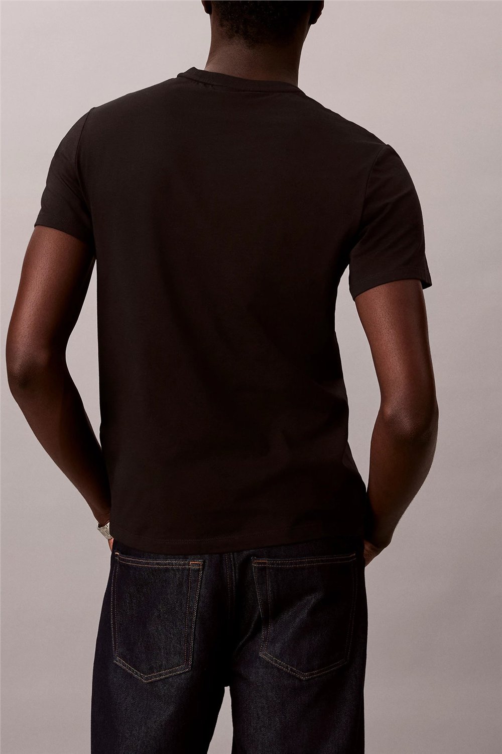 Calvin Klein Ss Supima Chest Emb Crewneck Tee Erkek Bisiklet Yaka T-Shirt Siyah