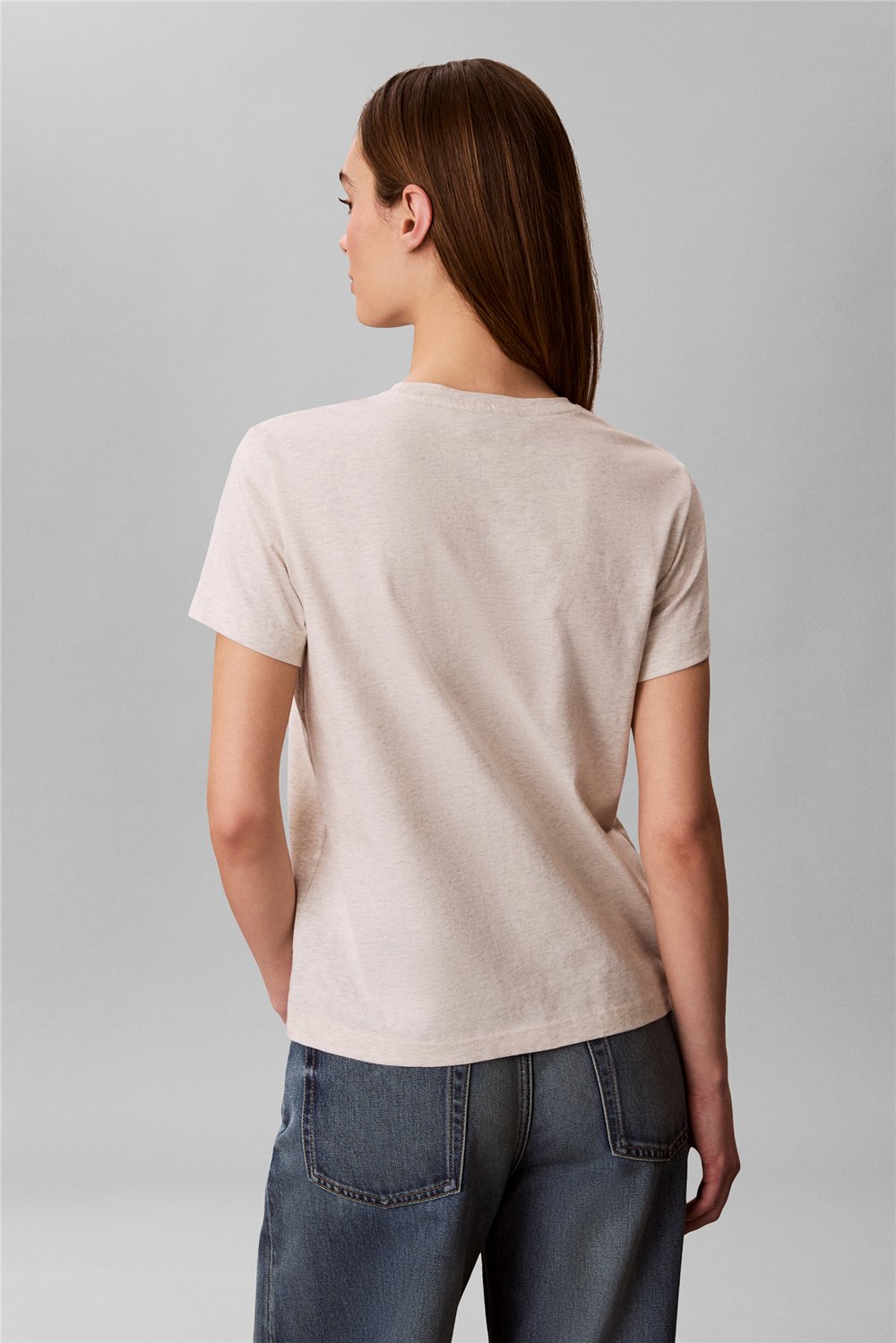 Calvin Klein Ss Woven Label Class Kadın Bisiklet Yaka T-Shirt