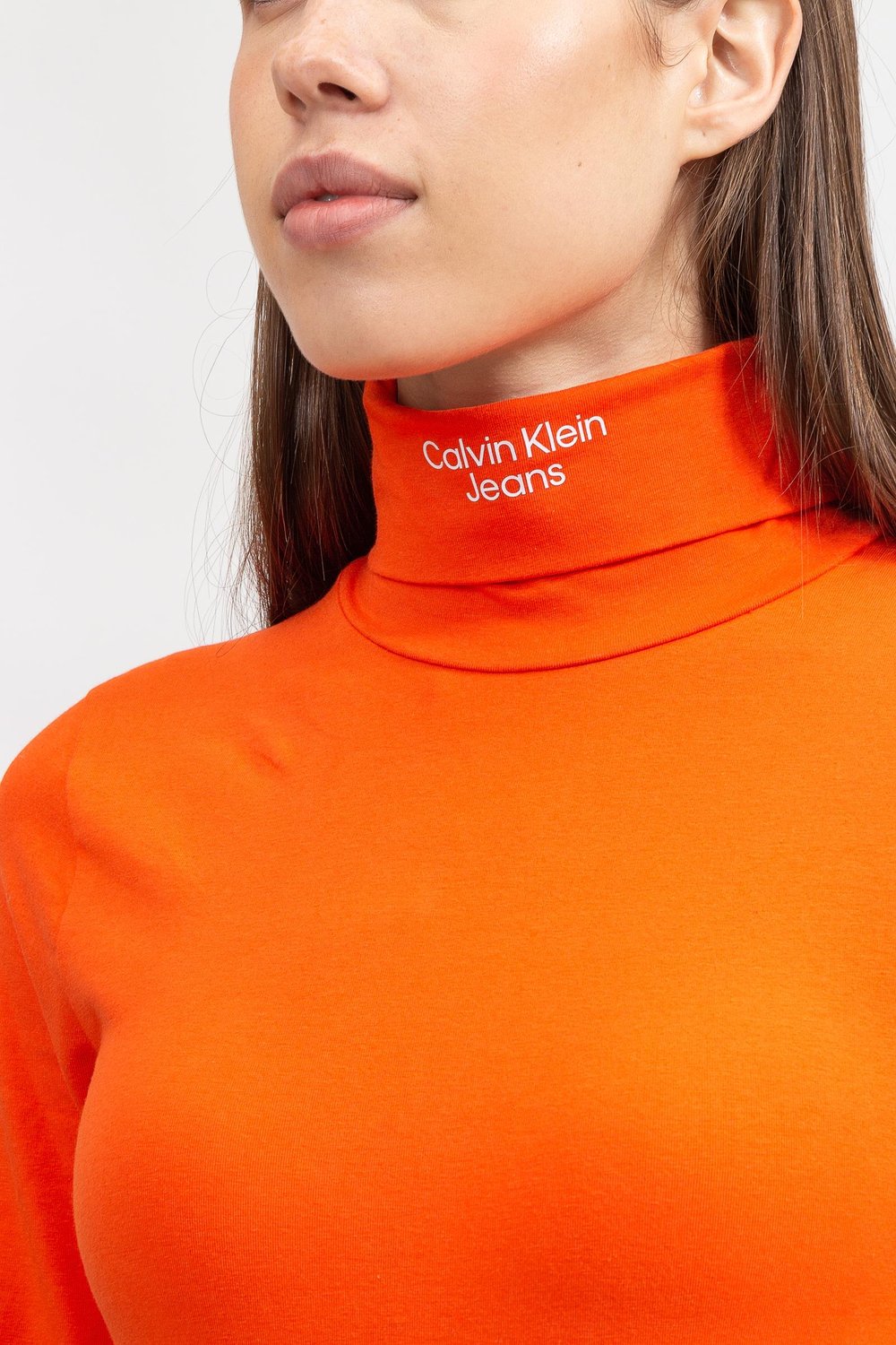 Calvin Klein Stacked Logo Kadın Triko Turuncu