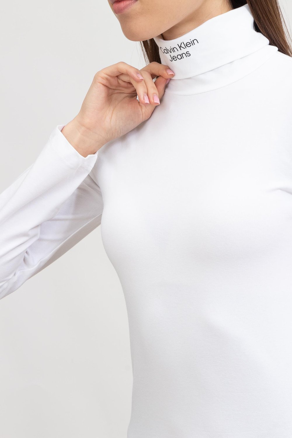 Calvin Klein Stacked Logo Kadın Triko Beyaz