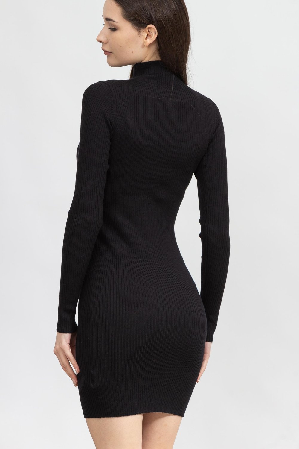 Calvin Klein Stacked Logo Tight Sweater Dress Kadın Elbise Siyah