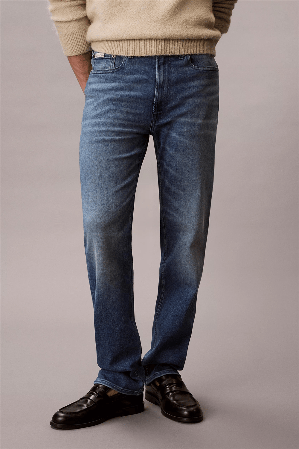 Calvin Klein Standard Straight Embers Jean Erkek Jean Pantolon Mavi