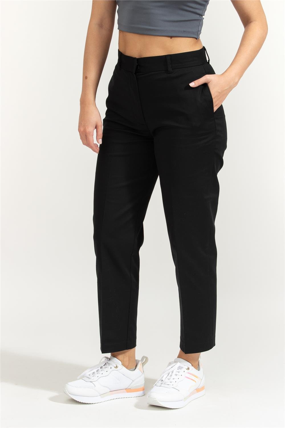Calvin Klein Straight Leg Stretch Kadın Chino Pantolon Siyah
