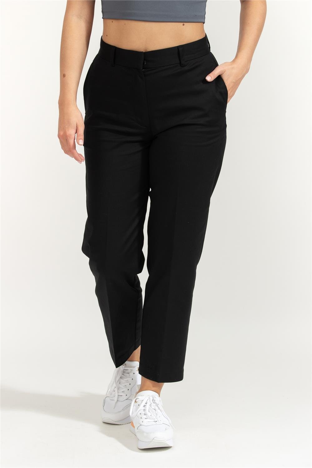 Calvin Klein Straight Leg Stretch Kadın Chino Pantolon Siyah