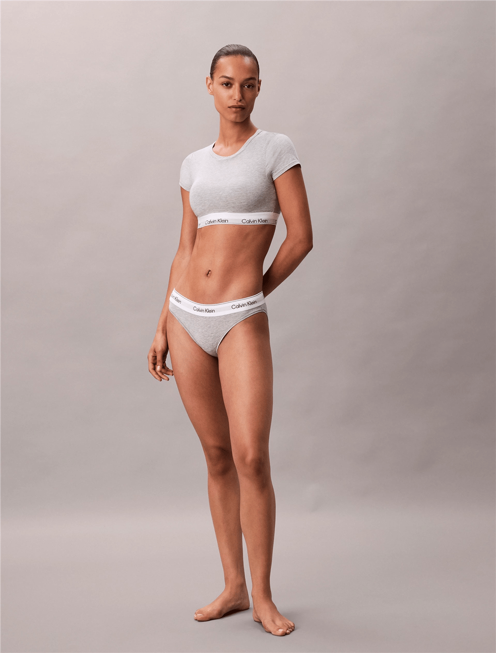 Calvin Klein T-Shirt Bralette Kadın Sütyen Gri