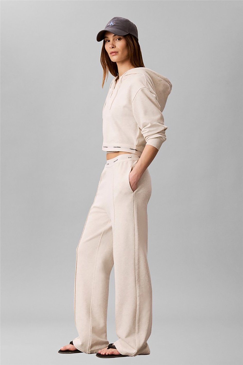 Calvin Klein Terry Logo Waistband Track Pant Kadın Eşofman Altı Gri