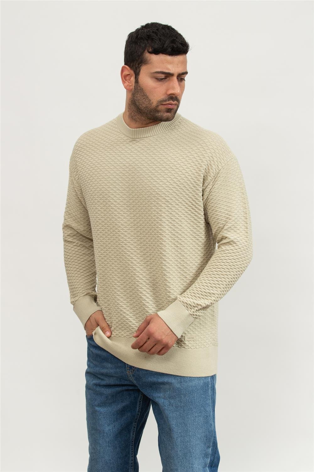 Calvin Klein Texture Crew Neck Erkek Triko