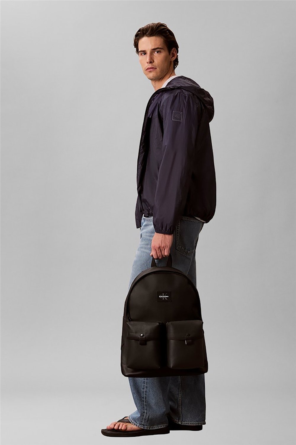 Calvin Klein Texture Mix Round Backpack Erkek Sırt Çantası Siyah