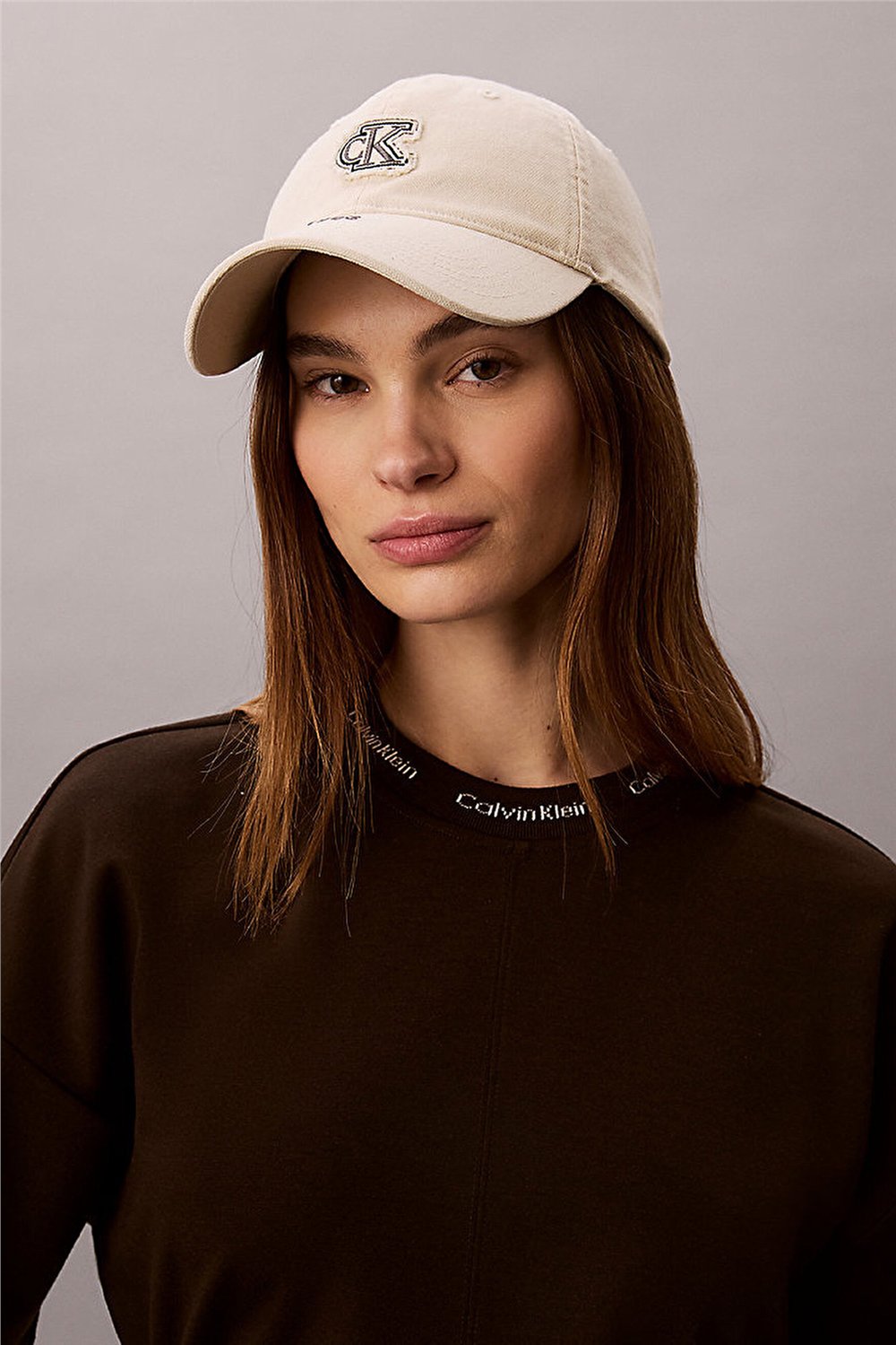 Calvin Klein Washed Cotton Canvas Small Fraye Erkek Baseball Şapka Beyaz