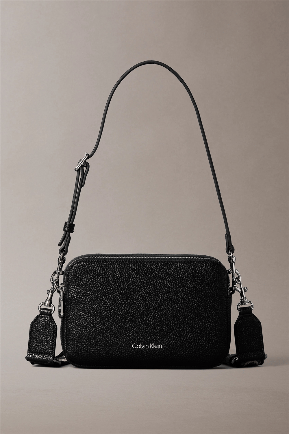 Calvin Klein Webbing 2X Strap Camera Bag Kadın Mini Omuz Çantası Siyah