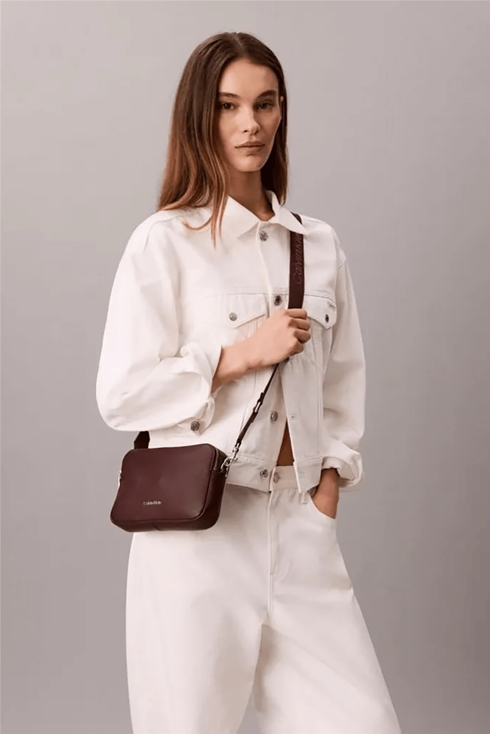 Calvin Klein Webbing 2X Strap Camera Bag Kadın Mini Omuz Çantası Siyah