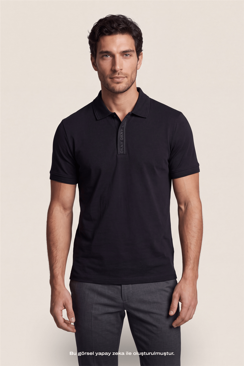 DKNY Binding Polo Erkek Polo Yaka T-Shirt Siyah