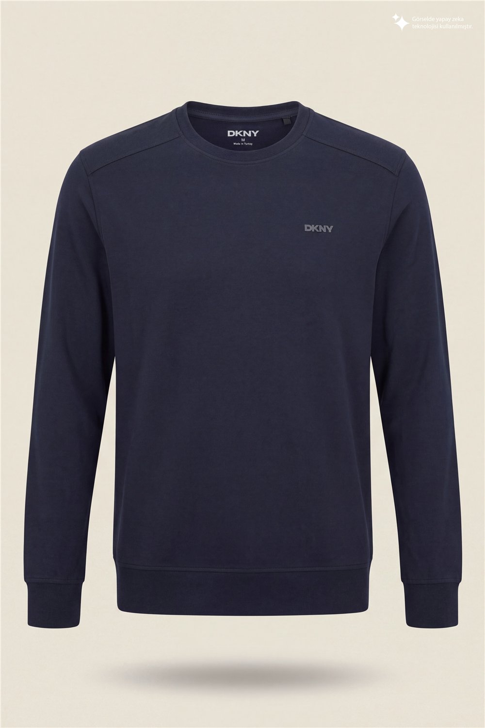 DKNY Comfort Sweatshirt Erkek Bisiklet Yaka Sweatshirt Lacivert