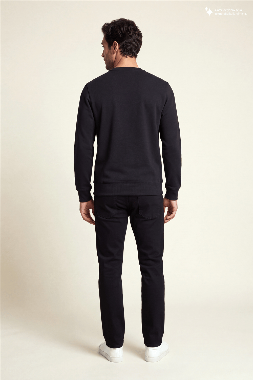 DKNY Comfort Sweatshirt Erkek Bisiklet Yaka Sweatshirt Siyah