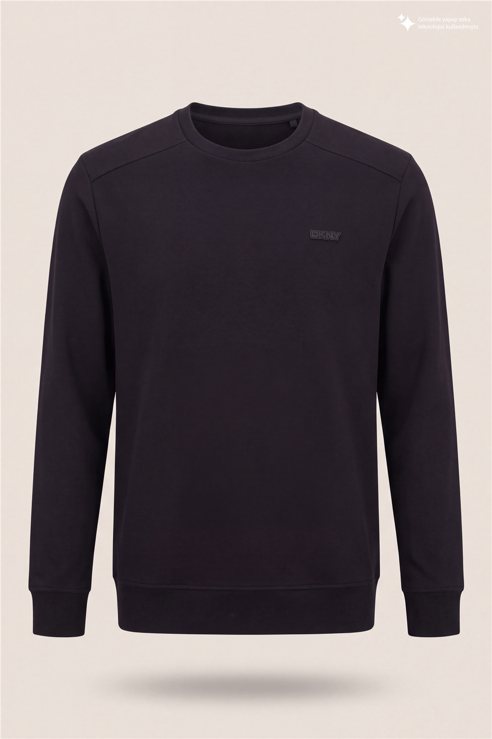 DKNY Comfort Sweatshirt Erkek Bisiklet Yaka Sweatshirt Siyah
