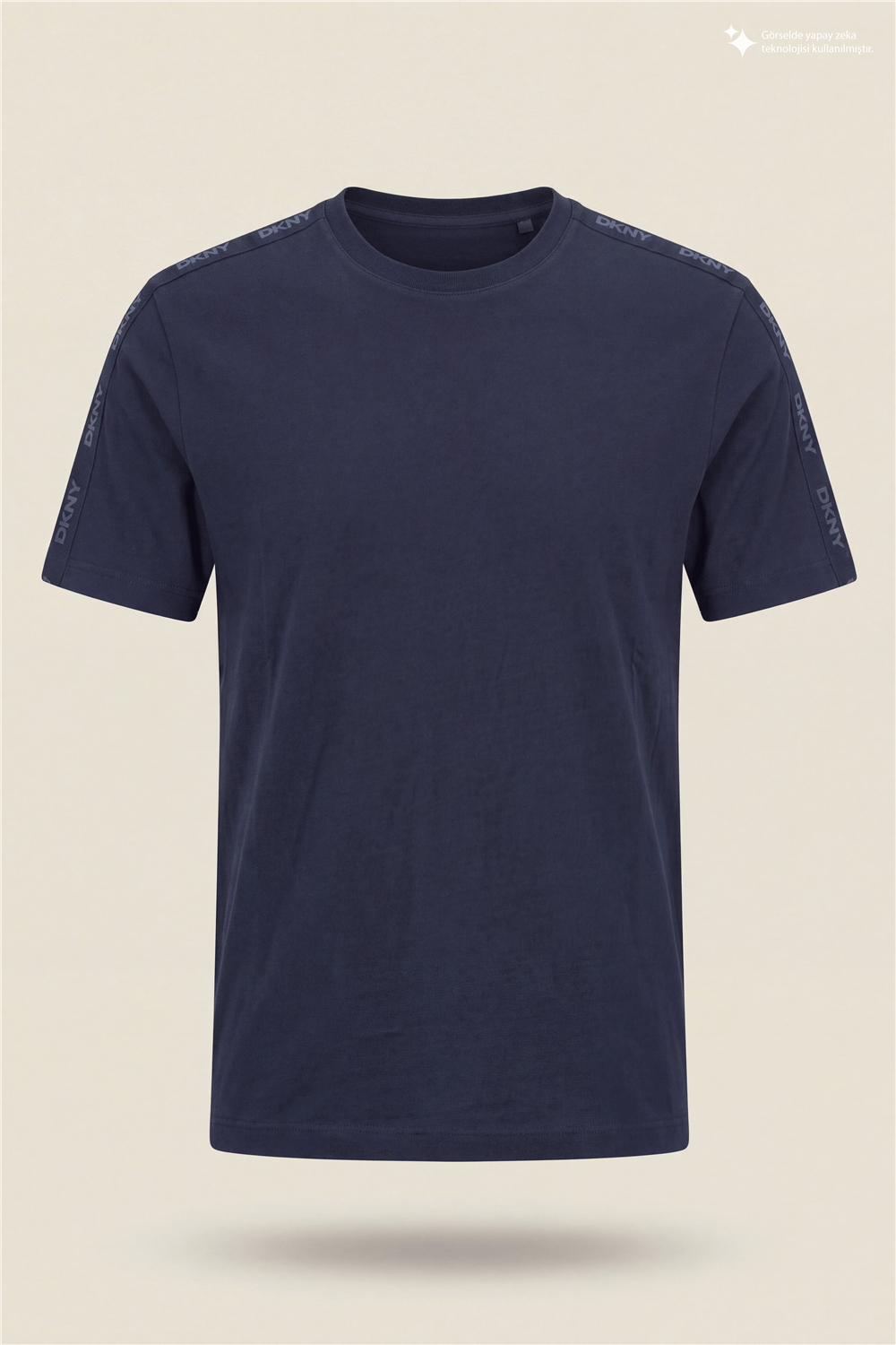 DKNY Jacquard Print Tee Erkek Bisiklet Yaka T-Shirt Lacivert