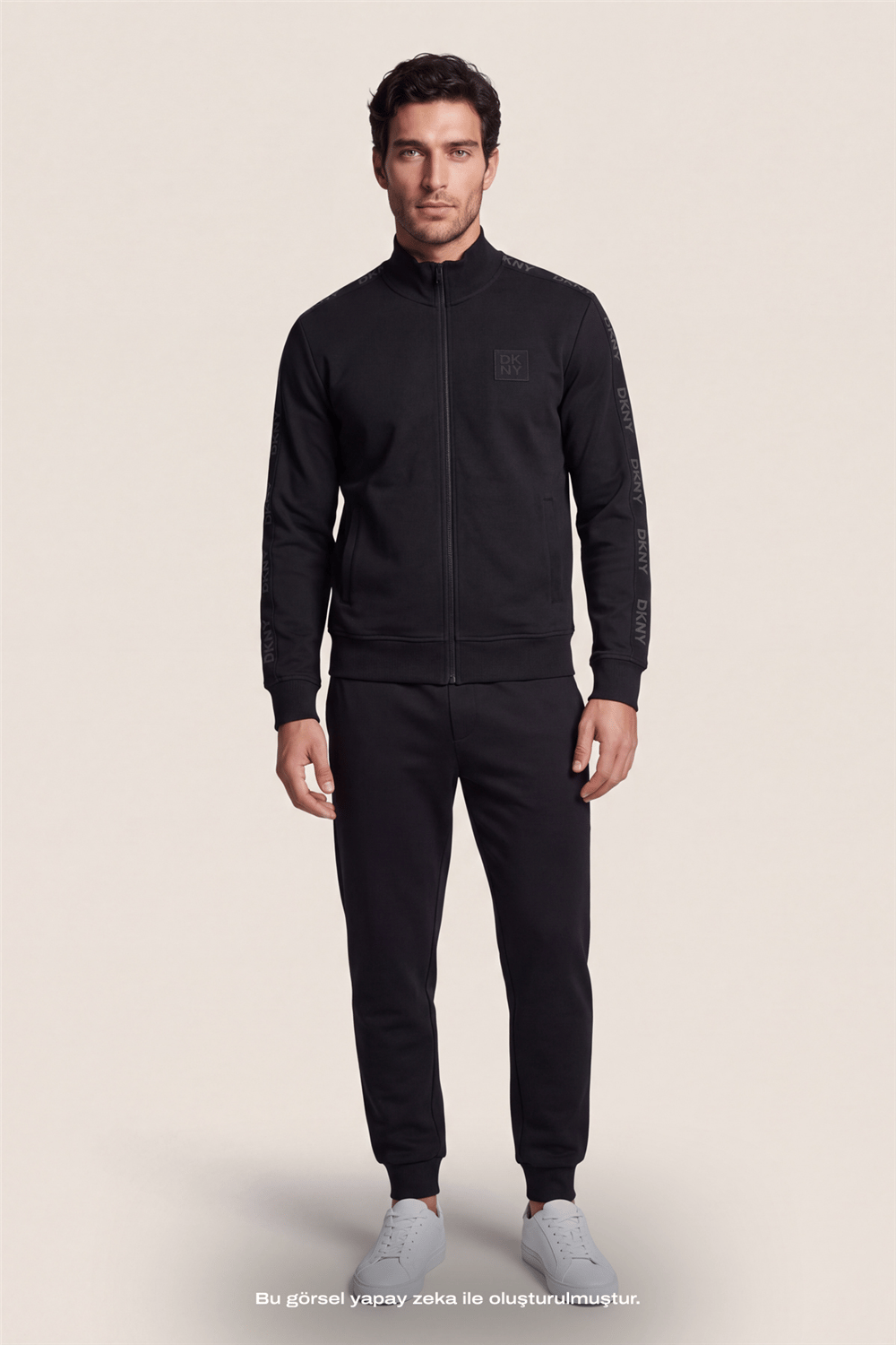DKNY Jacquard Tape Fullzip Sweatshirt Erkek Fermuarlı Sweatshirt Siyah
